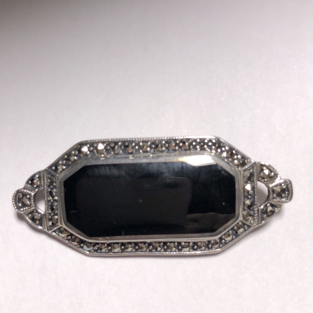Onyx/Marcasite Pin